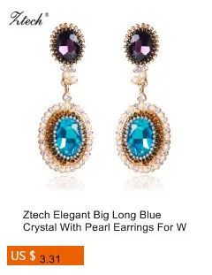 Ztech New Hot Light Blue& Pink Resin with big Crystal Flower Earrings for Women Luxury Starburst Pendant Gem Statement Earrings