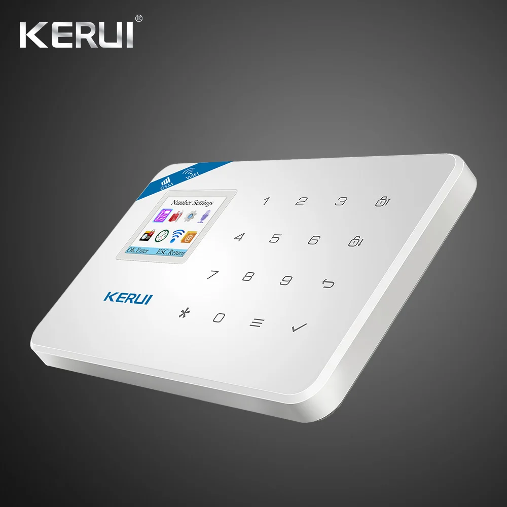 Kerui W18 беспроводная Wifi GSM IOS Android приложение управление ЖК GSM SMS домашняя охранная сигнализация PIR датчик дыма внутренняя Wifi камера