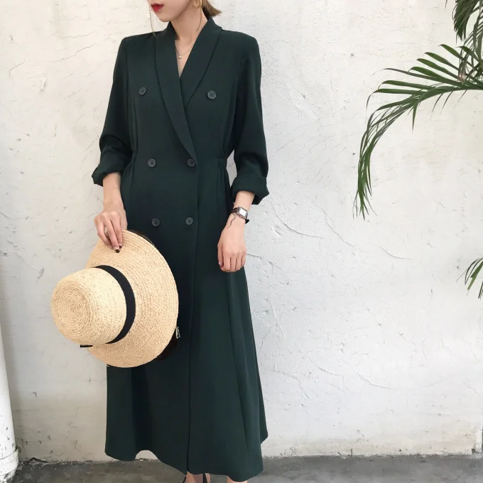 

TVVOVVIN Women Blazer Jackets Retro Formal Jackets Double Breasted Blazer Long Coats Vintage Women 2019Autumn Ladies Jacket V975