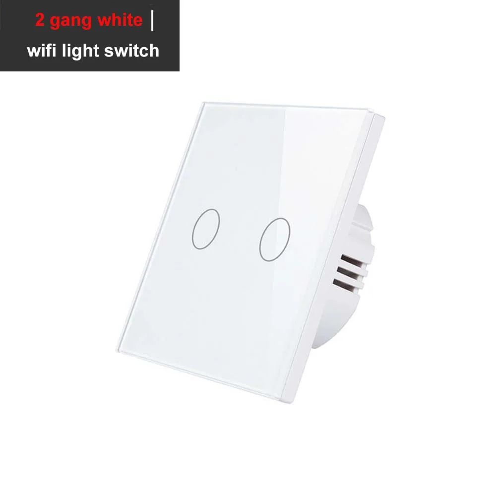 AVATTO Wifi сенсорный выключатель Умный светильник переключатель Панель 1/2/3 wifi светильник Переключатель ЕС Стандартный работать с Alexa Google Home - Комплект: EU Wifi 2 Gang White