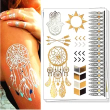 Style 26-50 Shiny Wedding Gold Temporary Tattoo Body Art Flash Tattoo Sticker , 21*15cm Waterproof Tatoo Henna Tatto Sex Product
