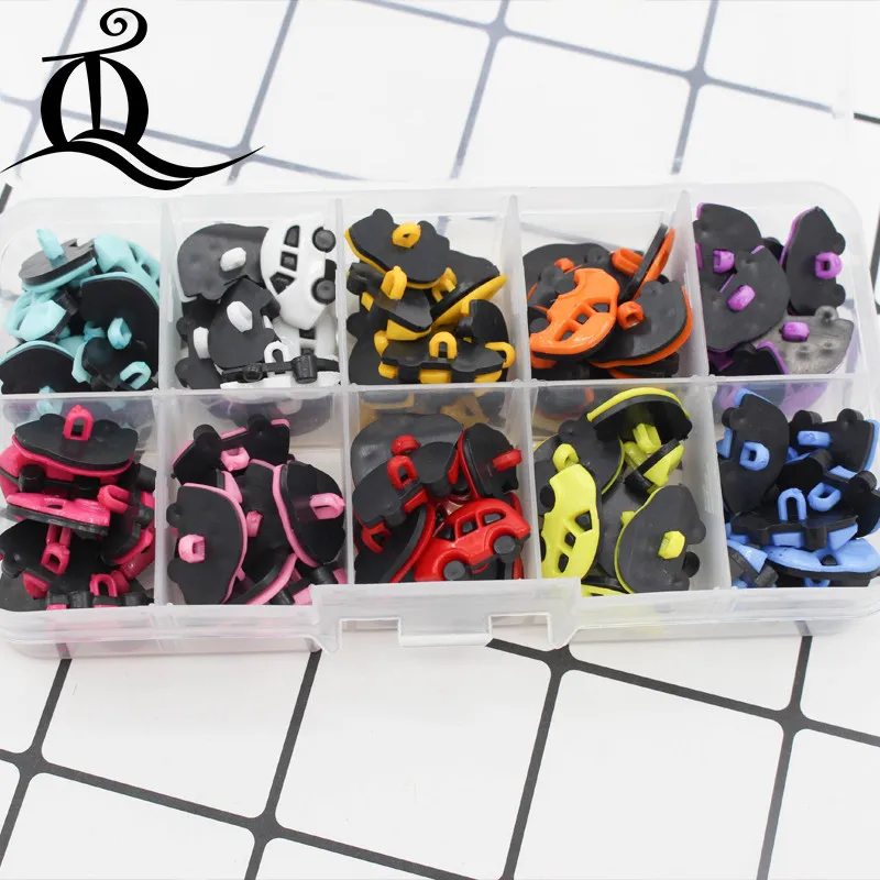 

100pcs 17MM car shape colors Dyed Plastic cartoons buttons coat boots sewing clothes accessories ,DIY Handmade Crafts