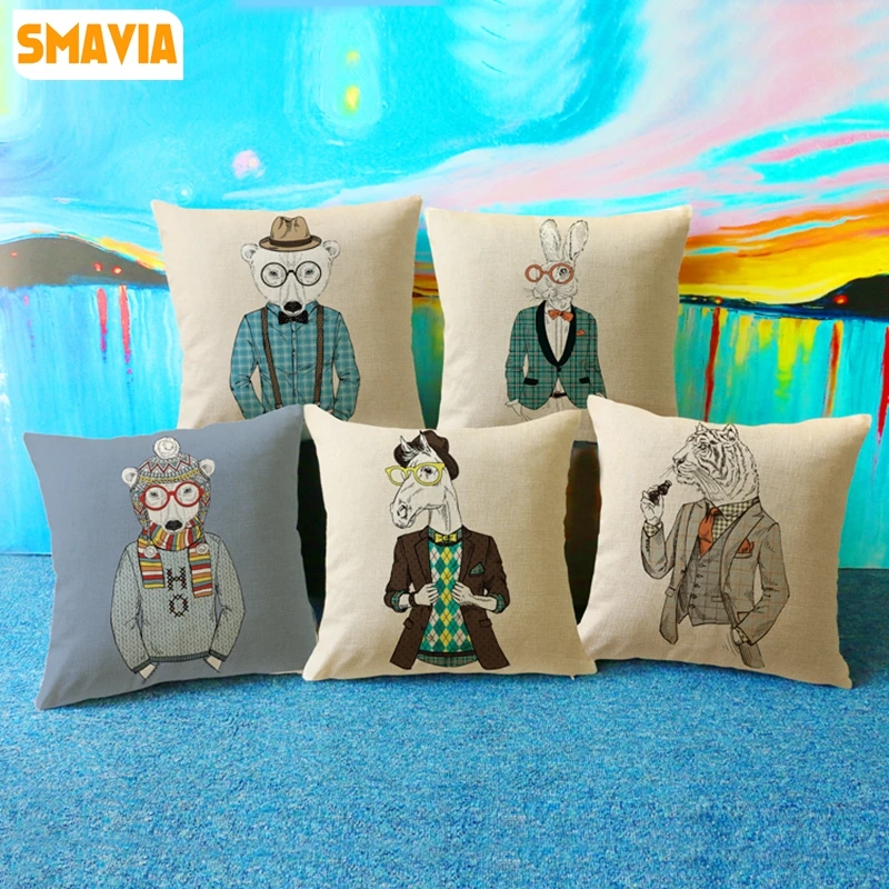 Smavia Прекрасный мультфильм животных Дизайн Подушки Детские Чехлы для мангала