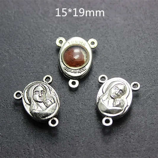 10 шт. металлическая святая Mary JERUSALEM TERRA rosary centerpice 15*19 мм для самостоятельного