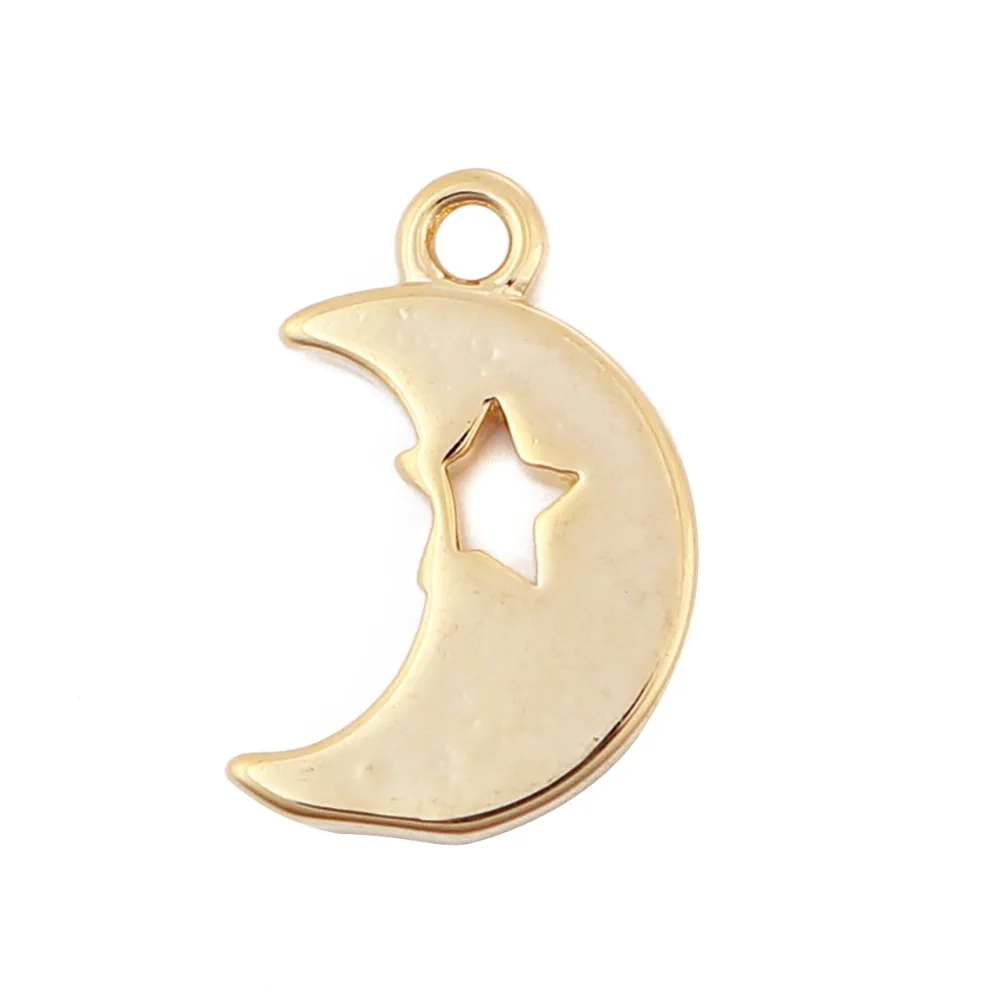 

DoreenBeads Copper Charms Pendant Half Moon Gold Silver Filled Star Jewelry DIY Findings 12mm( 4/8") x 8mm( 3/8"), 3 PCs