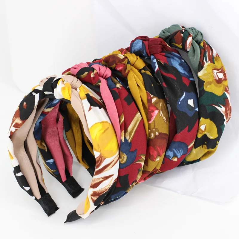 

Bohemian Women Summer HairBand Print Headbands Retro Cross Turban Bandage Hair Hoop HairBands Hair Accessories Headwear