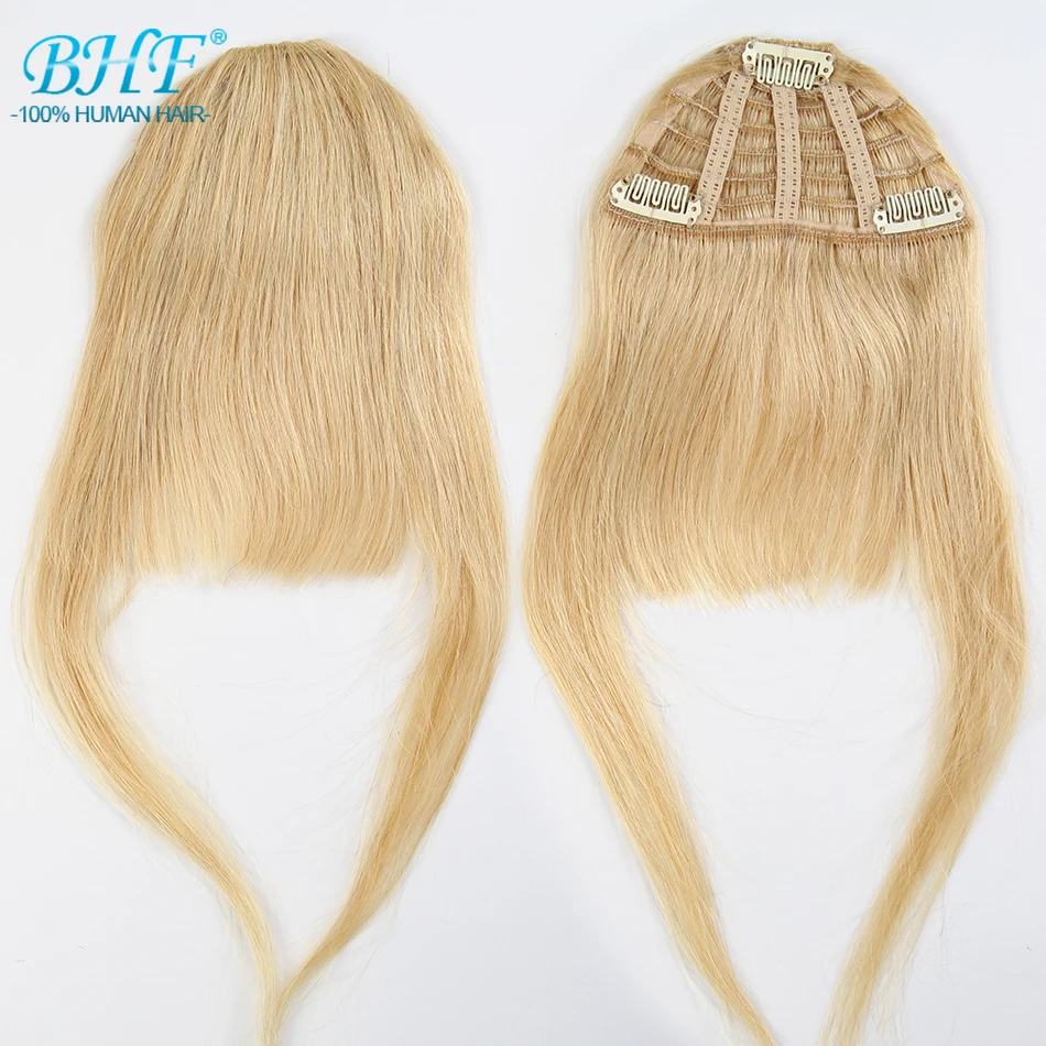  BHF Human Hair Bangs 8inch 20g Front 3 clips in Straight Remy Natural Human Hair Fringe All Colors