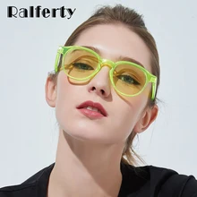 Ralferty, хип-хоп солнцезащитные очки для женщин и мужчин, трендовые флуоресцентные желтые маленькие круглые солнцезащитные очки, женские цветные очки W813059