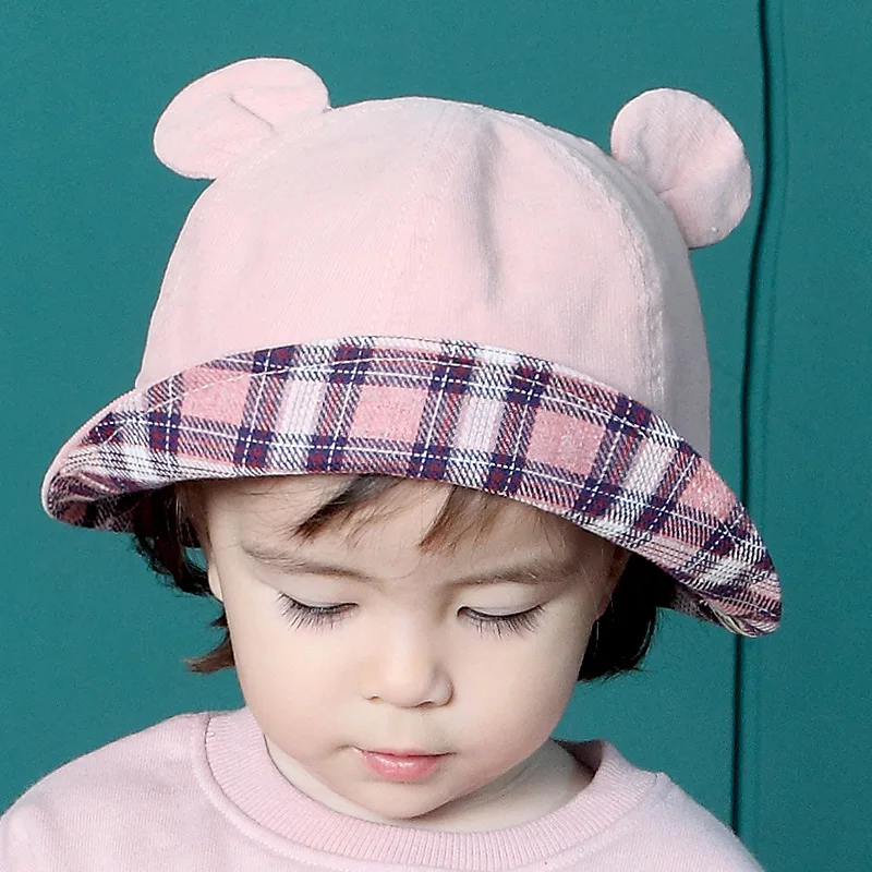 Fashion Baby Bucket Hat For Girls Cute Bear Ears Hat Toddler Kids Hat Caps Cotton Boys Girls Sun Cap Autumn Baby Girls Clothing (18)