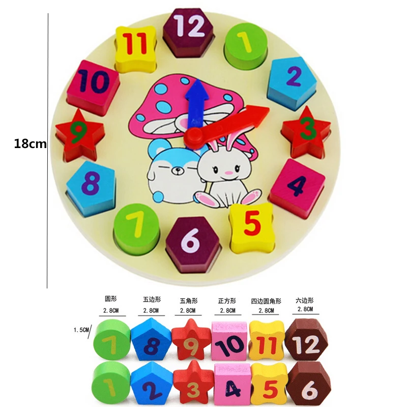 Деревянные часы форма многоцветная головоломка игрушка цифровые цифры головоломки игры игрушки