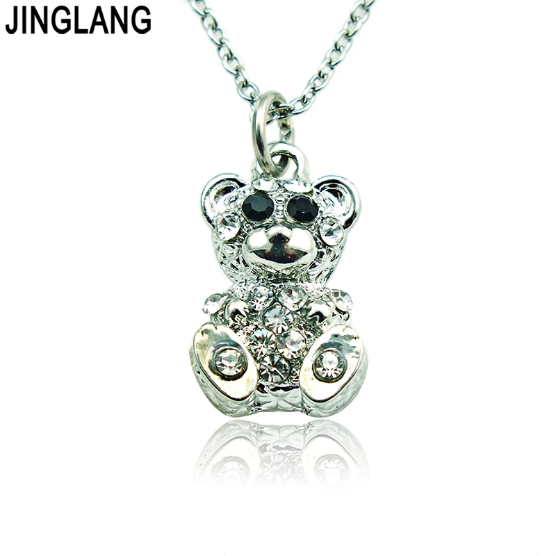 JINGLANG (Birthday Gift) Free Shipping New Arrival Best Selling High Quality Fashion Small Bear Pendant Necklace with Crystal | Украшения и