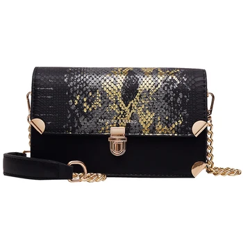 

Lock Small Square Bag Snakeskin Handbags Korean Version Of The Chain Diagonal Shoulder Bag