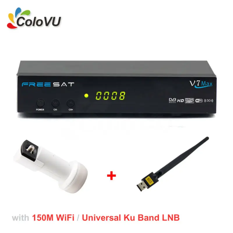 Цифровой спутниковый ресивер freesat V7 Max HD DVB-S/S2 + USB WiFi Универсальный ku-диапазона LNB
