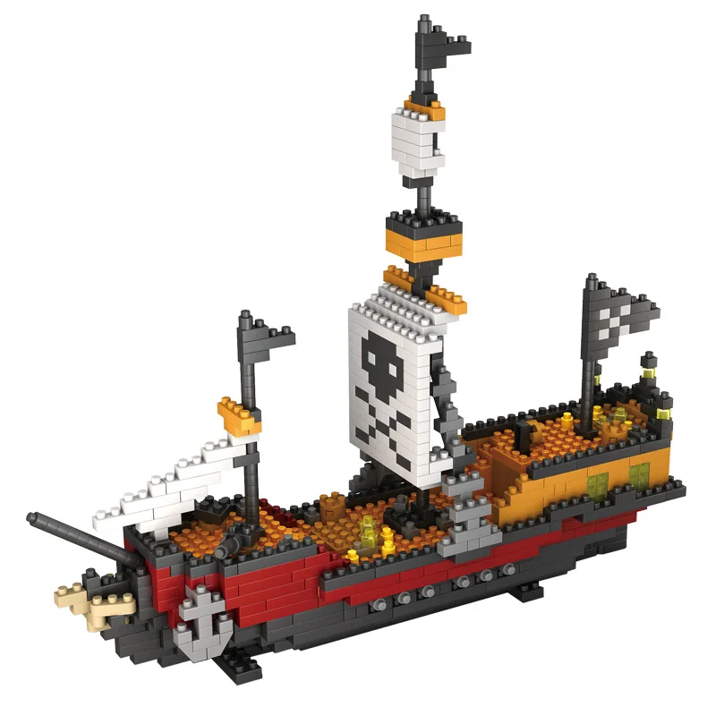 

Mini Block 780ps Caribbean Pirate Classic Ship Building Blocks 3D Assemble Diy Building Toys Boat model Gift for kids HaiYang