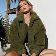 Осенняя куртка женские куртки и пальто с отложным воротником свободные зимние пальто плотная верхняя одежда из овечьей шерсти модные куртки на молнии