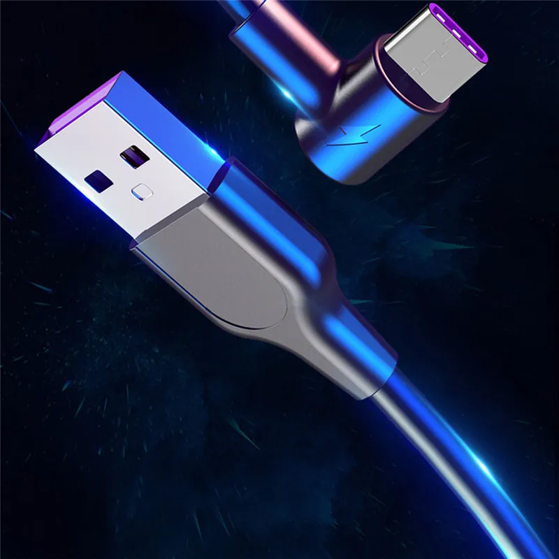 5A usb type-C кабель 1 м 2 м 3 м круглая головка 90 градусов быстрая зарядка кабель type-C для Xiaomi huawei P30 P20 mate 20 Pro