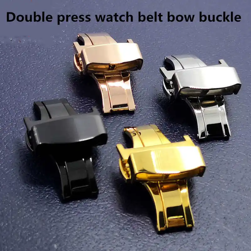 

Free Shipping 16 18 20 22mm 304 stainless steel double button bow buckle