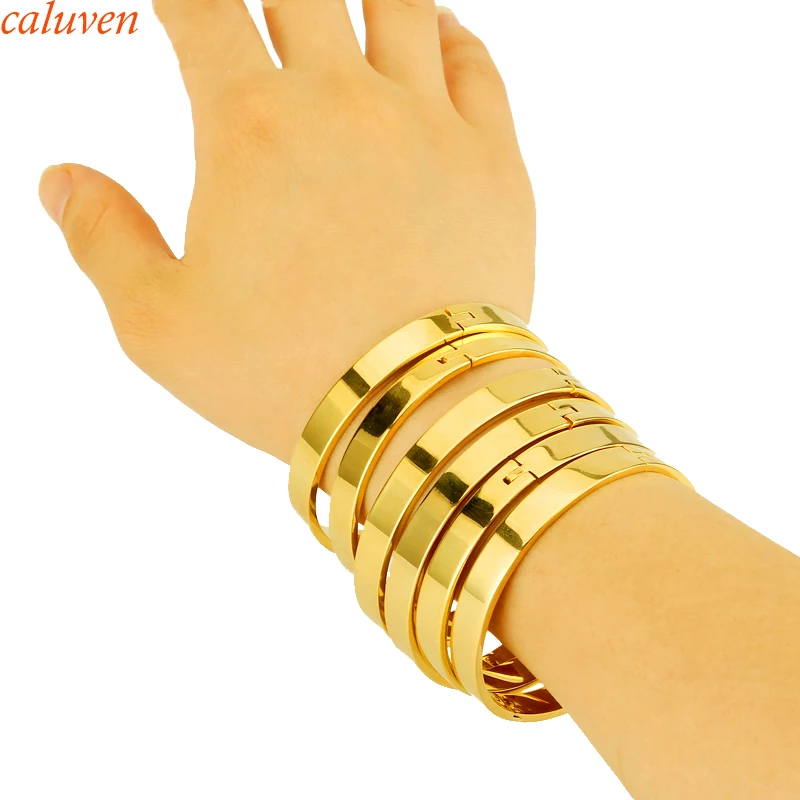 6 шт. женские золотистые браслеты 8 мм 62 мм|color bangles|bangles weddinggold color |