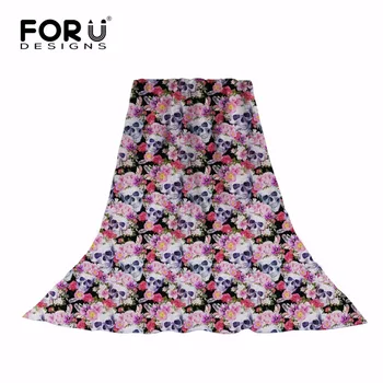 

FORUDESIGNS Cool Skull Flower Print Woman Long Scarves Fashion Thin Summer Scarfs Stylish Hijab Wraps Beach Towels Shawl Female