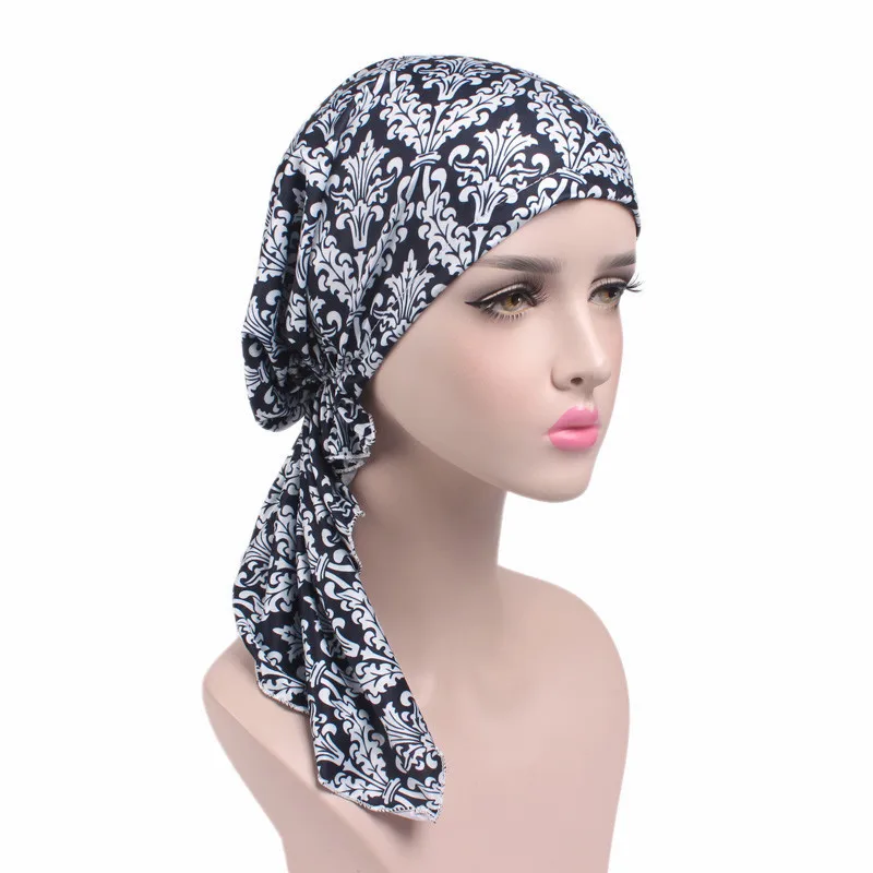 

2019 New Women Hot Style Printing Hair Accessories Turban Cap Chemotherapy Hat Multi-colors Bandana Headscarf Ladies Headband