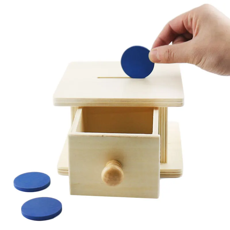 Wooden Montessori Practical Life Montessori Coin Box Learning Educational Toys for Toddlers Juguetes Brinquedos MI2664H