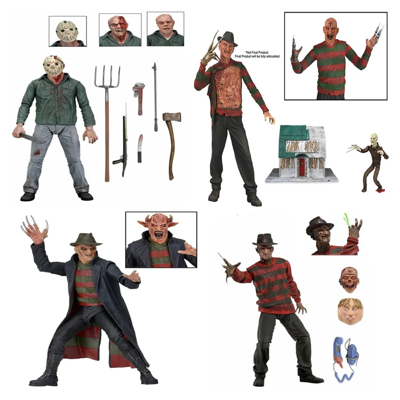 

30th Freddy Krueger Jason The Texas Chainsaw MASSACRE Kratos pvc action figure toys 18cm no box