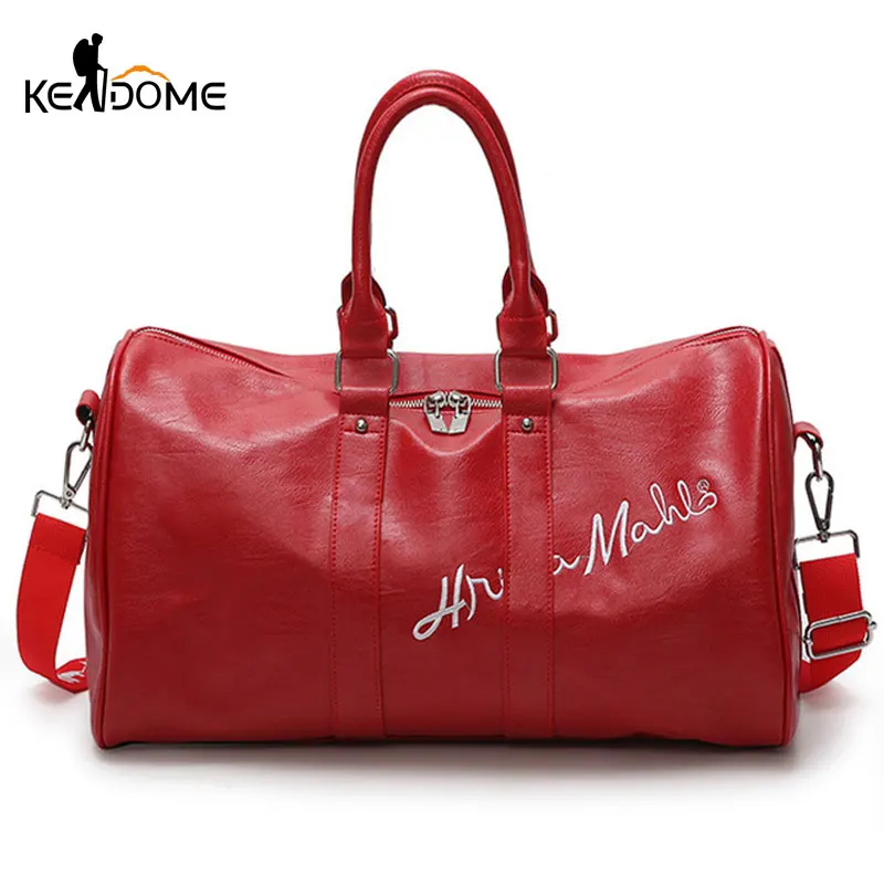 Top Quality Gym Bag Leather Letter Embroidery Lady Travell Luggage Duffle Bag Sports Bag for Women