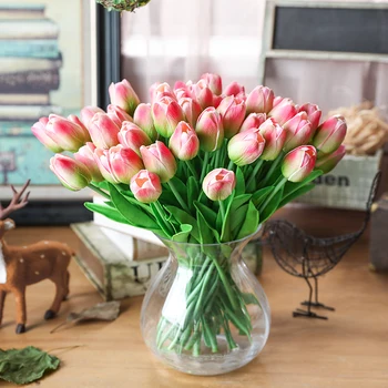 

31pieces Artificial flowers branch tulip Real touch flowers latex Tulips flower Artificial Bouquet Fake flower bridal bouquet