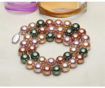 

Natural Nanyang Mother Pearl Pearl Necklace Mixed Color Glare Round pn06#