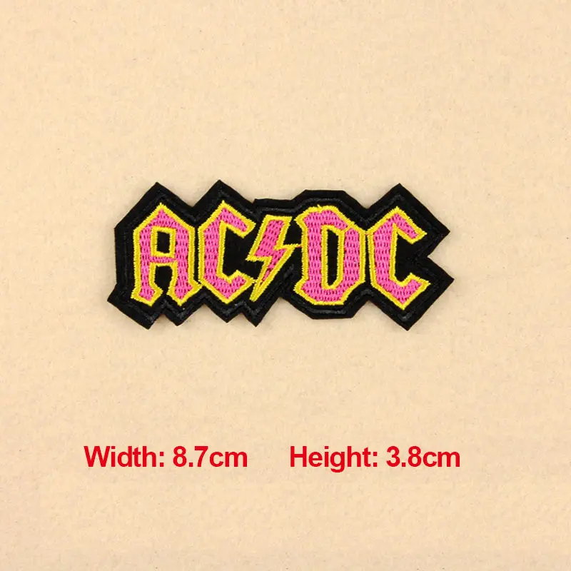 

1PC Iron Patches For Clothing Embroidery Badge Text Word AC DC Patches For Apparel Bags DIY Accessories