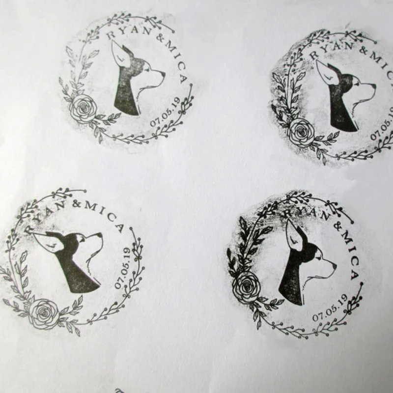 

Wedding Personality Customized Photosensitive Diy pre ink customized self-inking stamp rubber round and oval for scrapbooking