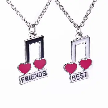 

Hot Sales Musical Notes Heart Necklaces Best Friends Pendant Necklace For friendship Love Forever Necklace