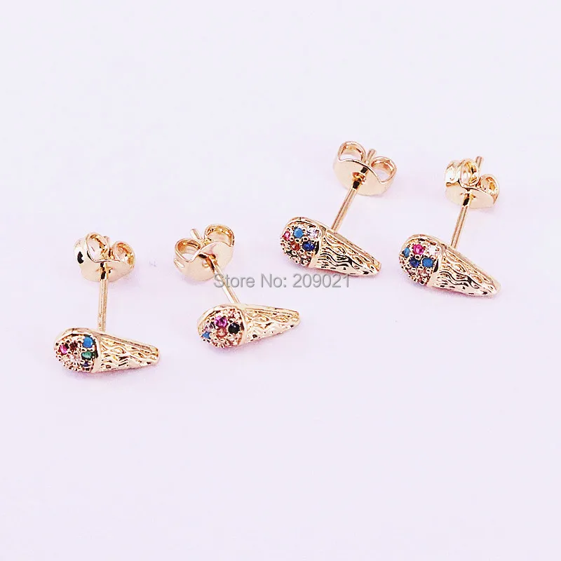 

10Pairs New Trendy Gold Color Rainbow CZ Zircon Metal Stud Earrings Jewelry Gift