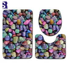 SunnyRain комплект из 3 предметов с 3D принтом булыжника, флисовый коврик для ванной комнаты, Нескользящие коврики, накладка на сиденье унитаза