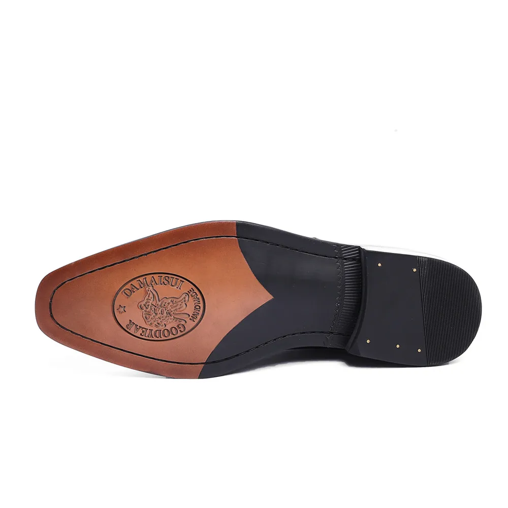 Качественные коричневые/черные туфли Goodyear с рантом Мужские модельные туфли из натуральной кожи деловая обувь мужские офисные туфли с пряжкой