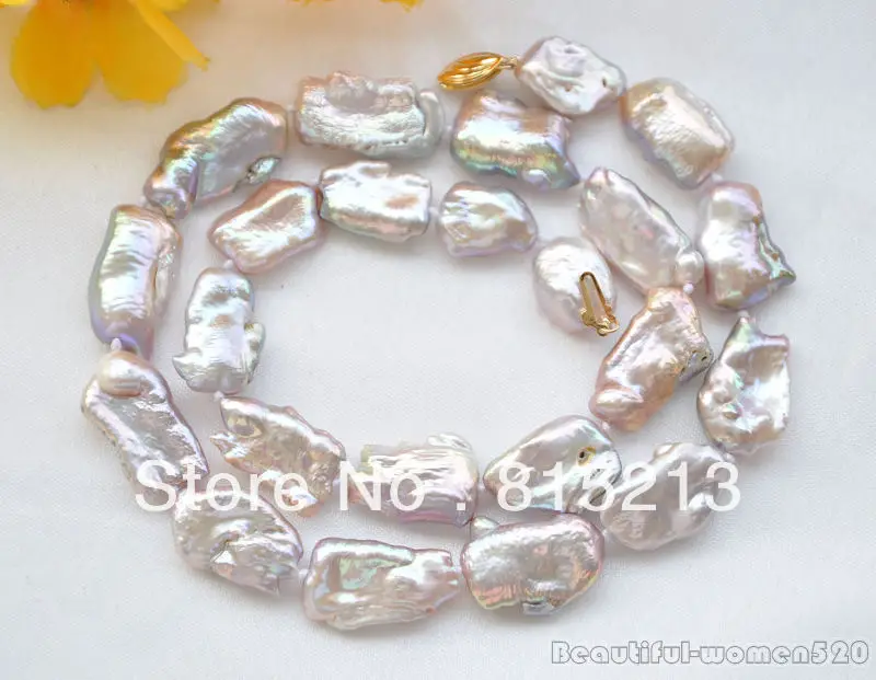 

FREE SHIPPING>>>@@ > N774 20mm NATURE lavender DENS keshi REBORN pearl necklace