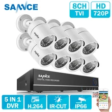 SANNCE 8CH TVI DVR 8PCS 1.0MP 720P HD IR Weatherproof Outdoor CCTV Camera System Home Security Kit Surveillance Kits Email Alert