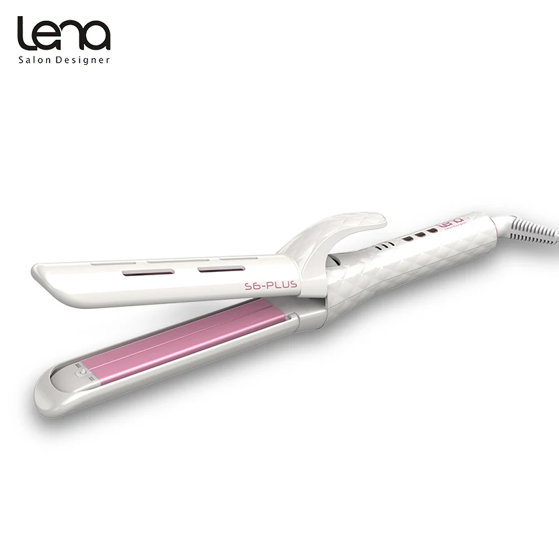 Розовая Плойка для завивки волос Lena S6T 220 В щипцы профессиональный выпрямитель