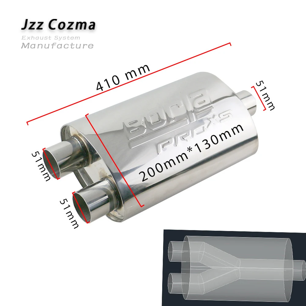 Универсальный резонатор выхлопных газов JZZ SS201 2 дюйма Y образный толщина 1