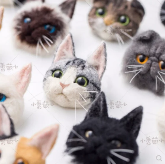 Needle Felting Kit Wool Felting Kit Needle Felting Painting Kit 4cm Wool felt poke cat's brooch Garfield cat folding cat wool needlepoint kit wool felt needle felting