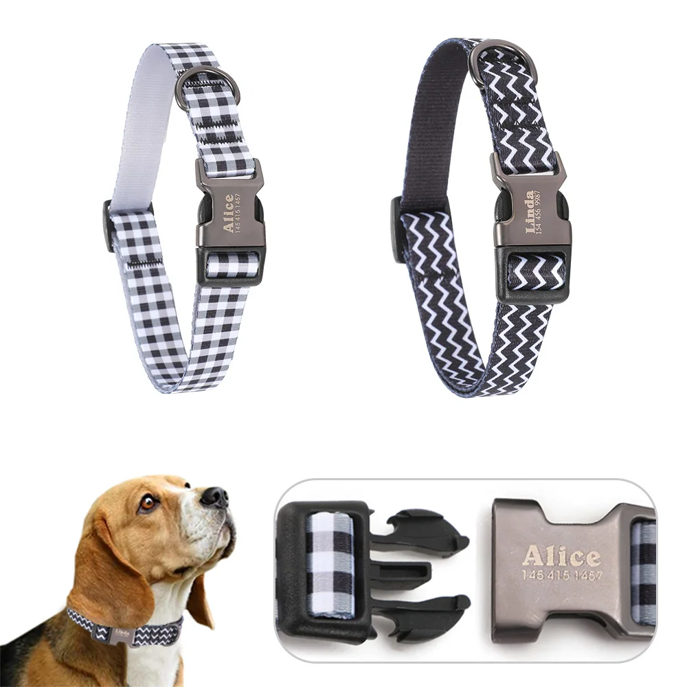 

Dog Collar Personalized Nylon Pet Dog Tag Collar Custom Puppy Cat Nameplate ID Collars Adjustable For Medium Large Dogs Engraved