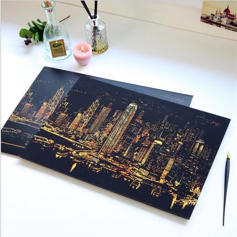 

Colorful Magic Scratch Art Painting Paper With Free Drawing Stick Baby Drawing Toys