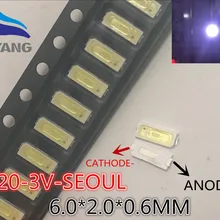 200 шт./лот Сеул SMD СВЕТОДИОДНЫЙ 6020 5620 3V 0,5 W 160mA 54LM холодный белый для ТВ Подсветка