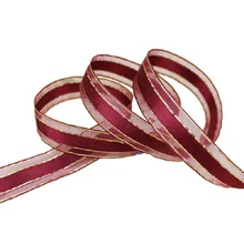 5/8 ''(15 мм) винно-красная Золотая атласная лента для оторочки Высококачественная подарочная лента упаковочная свадебные ленты
