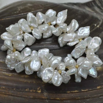 

New 2rows Baroque rare reborn natural pearl bracelet stretch style