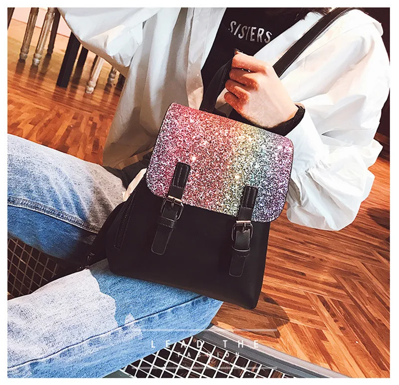 Miyahouse женский рюкзак из искусственной кожи, женские модные школьные сумки с блестками для девочек-подростков, корейский стиль, наплечный рюкзак, дорожные сумки