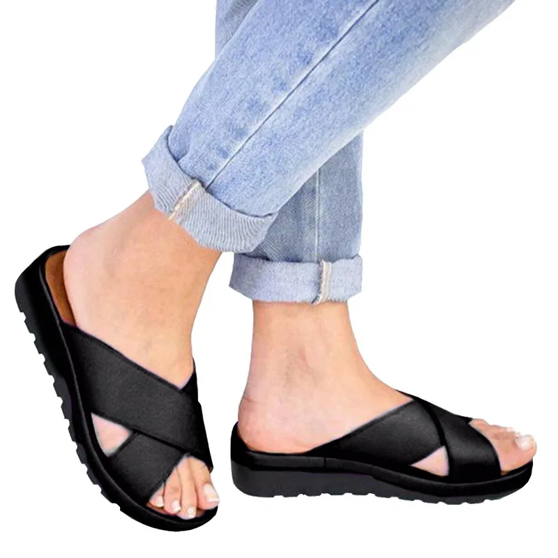 

Adisputent Summer Women Slippers Slides Wedge Flip Flops Flat Sandals Beach Shoes