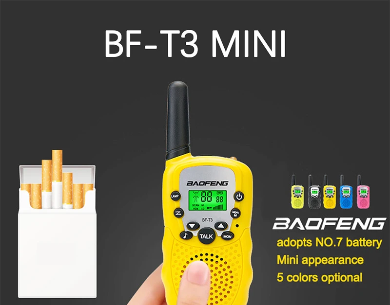 2PCS Baofeng BF-T3 Mini Walkie Talkie 0.5W UHF462-467MHz Two Way Radio 22CH T3 Portable Transceiver Toy Radio For Kids Children (6)