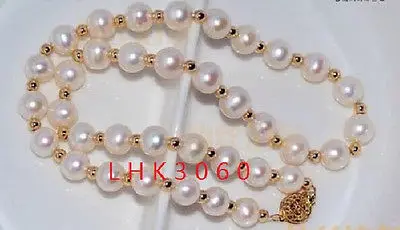 

18 INCH 9-10MM SOUTH SEA WHITE PEARL NECKLACE YELLOW CLASP @