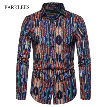 

Men's Long Sleeve Shirt African Style Floral Print Shirt Men Brand Cotton Casual Camisa Manga Larga Hombre Chemise Homme XXL